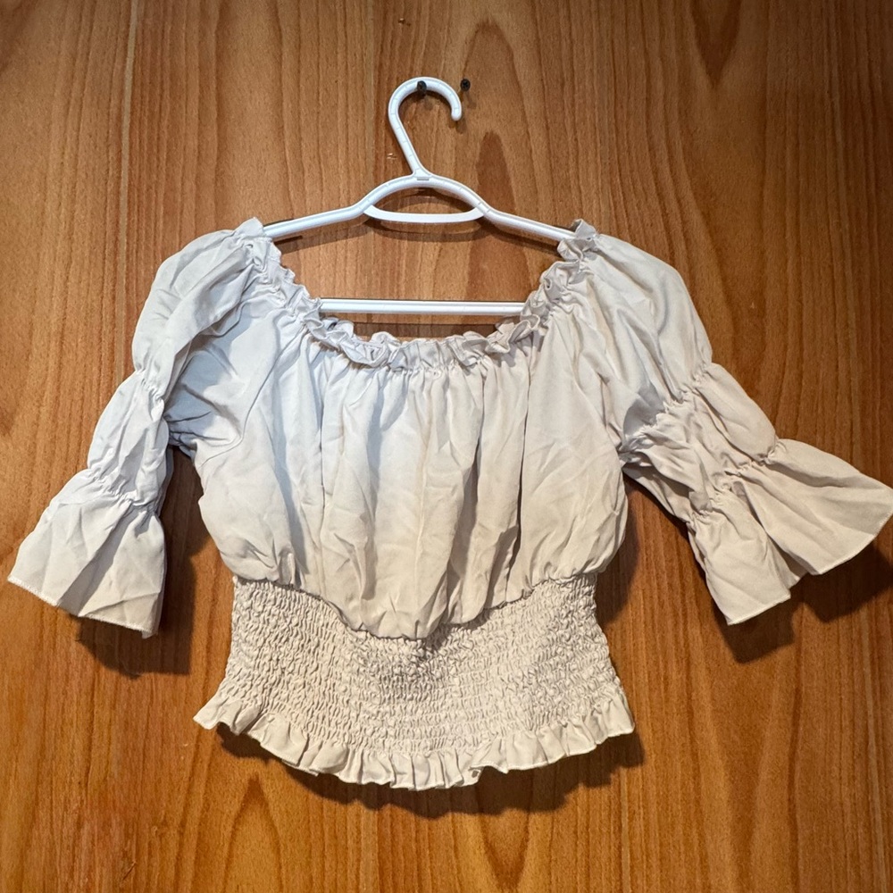 Elegant Cream Off-Shoulder Women's Top